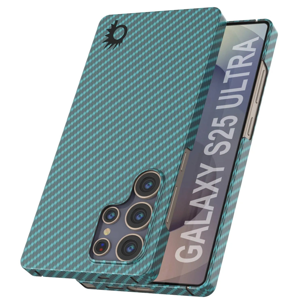 Punkcase Galaxy S25 Ultra Carbon Fiber Case [AramidShield Series] Ultra Slim & Light Kevlar [Teal]