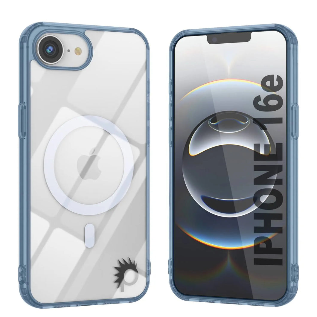 Punkcase iPhone 16e Magnetic Wireless Charging Case [ClearMag Series][Navy]