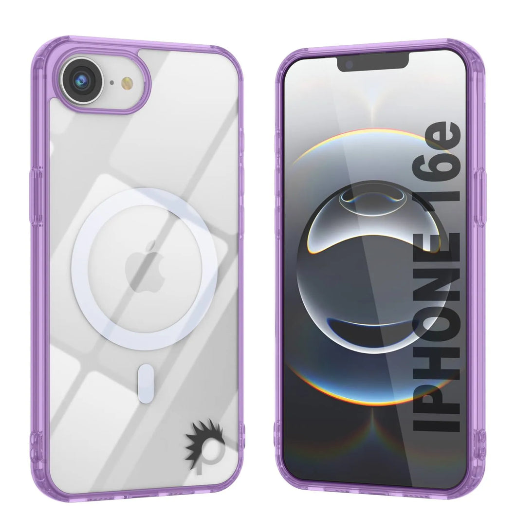 Punkcase iPhone 16e Magnetic Wireless Charging Case [ClearMag Series][Purple]