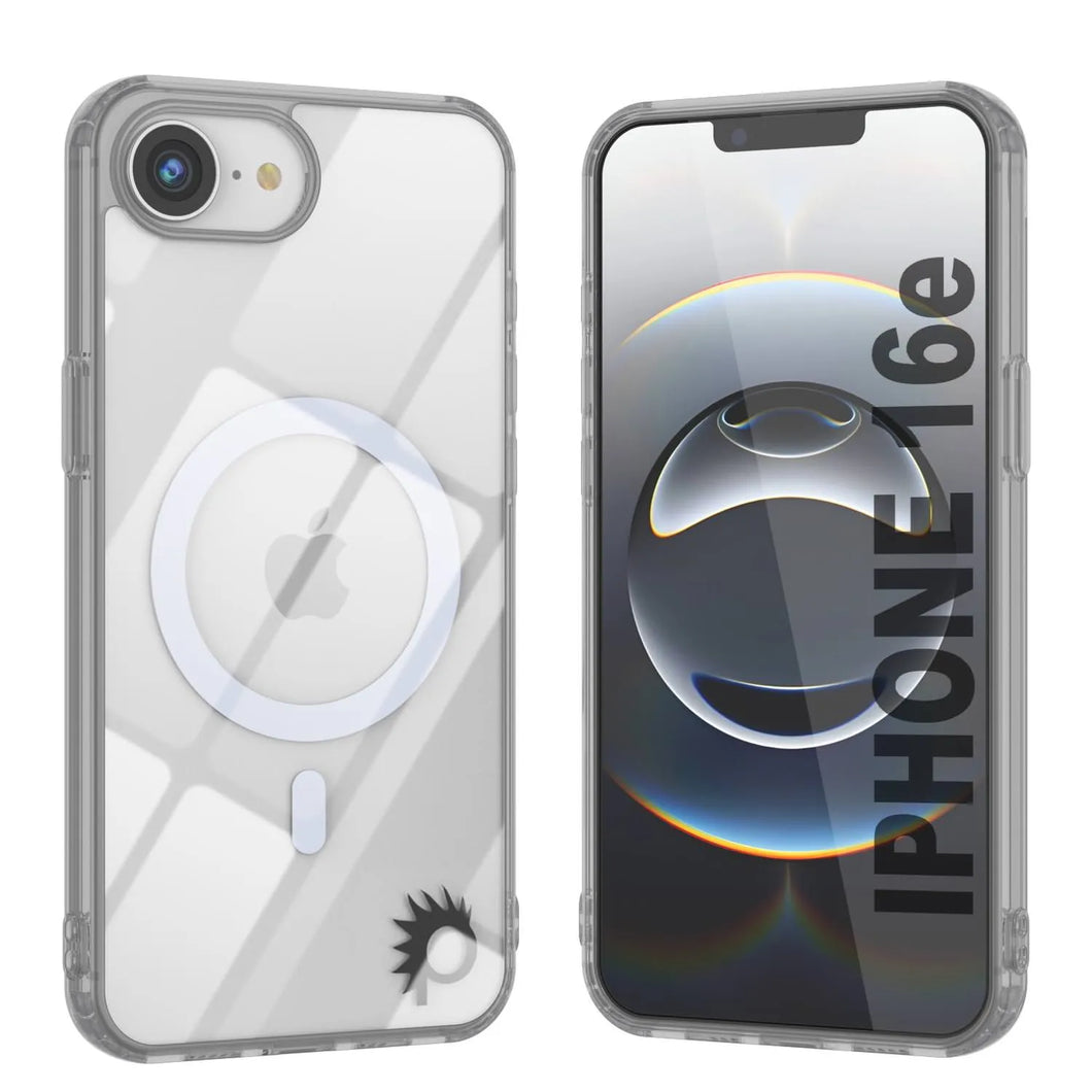 Punkcase iPhone 16e Magnetic Wireless Charging Case [ClearMag Series][Silver]