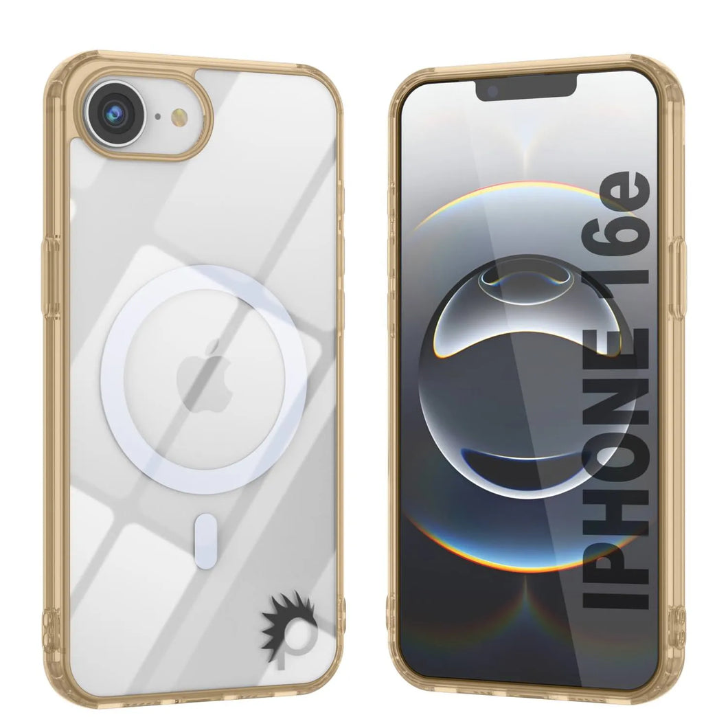 Punkcase iPhone 16e Magnetic Wireless Charging Case [ClearMag Series][Gold]