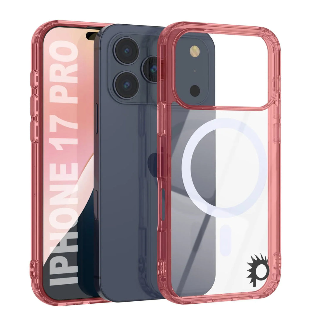 Punkcase iPhone 17 Pro Magnetic Wireless Charging Case [ClearMag Series][Red]