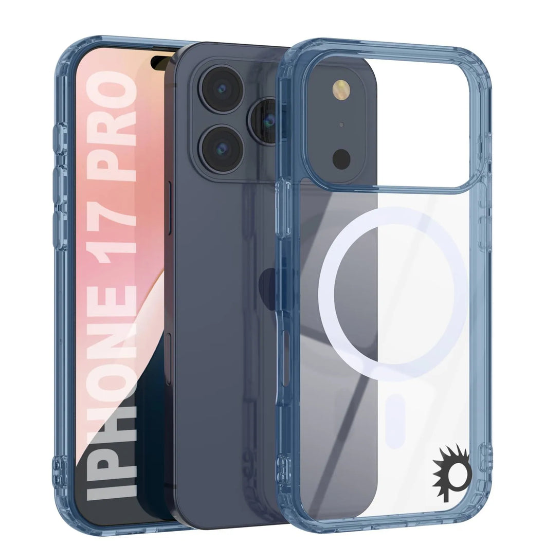 Punkcase iPhone 17 Pro Magnetic Wireless Charging Case [ClearMag Series][Navy]