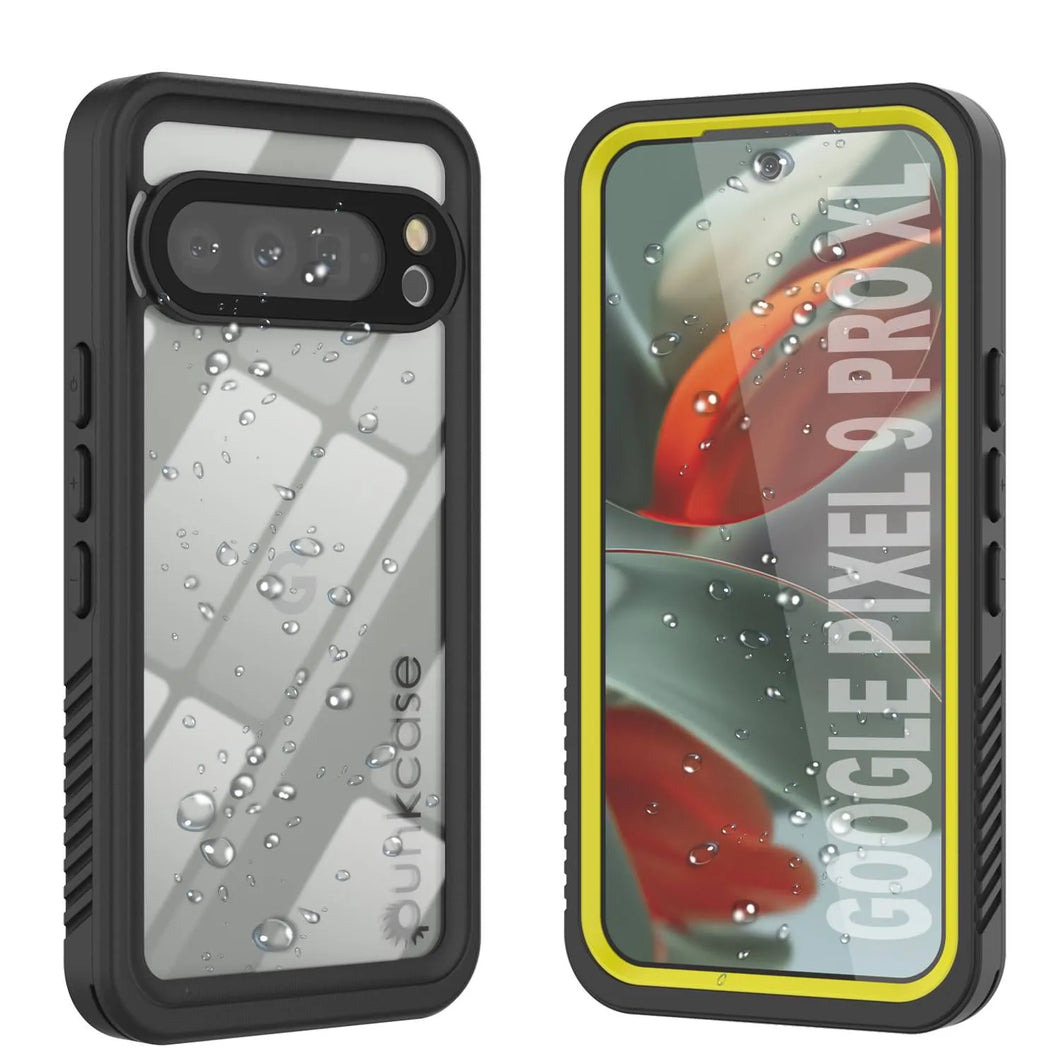 Google Pixel 9 Pro XL Waterproof Case, Punkcase [Extreme Series] Armor Cover W/ Built In Screen Protector [Yellow]