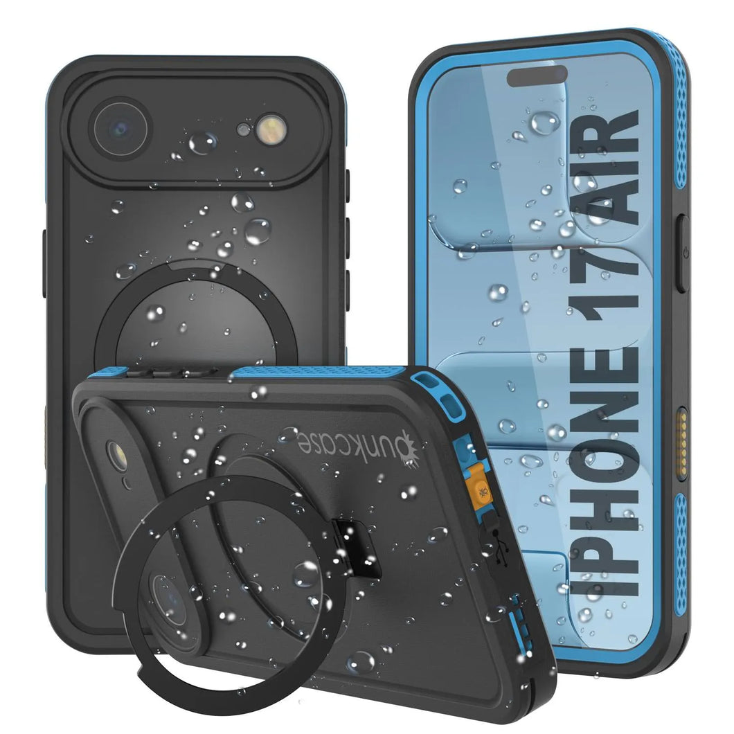 iPhone 17 Air Waterproof Case [Kickstud 2.0 Series] Protective IP68 Cover W/Screen Protector & Kickstand [Blue]