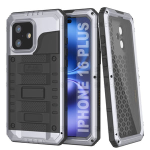 iPhone 16 Plus Metal Extreme 3.0 Series Aluminum Waterproof Case IP68 W/Buillt in Screen Protector & Kickstand [White]
