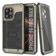 Load image into Gallery viewer, iPhone 16 Pro Max Metal Extreme 3.0 Series Aluminum Waterproof Case IP68 W/Buillt in Screen Protector &amp; Kickstand [Gold]
