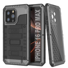 Load image into Gallery viewer, iPhone 16 Pro Max Metal Extreme 3.0 Series Aluminum Waterproof Case IP68 W/Buillt in Screen Protector &amp; Kickstand [Silver]

