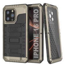 Load image into Gallery viewer, iPhone 16 Pro Metal Extreme 3.0 Series Aluminum Waterproof Case IP68 W/Buillt in Screen Protector &amp; Kickstand [Gold]
