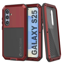 Load image into Gallery viewer, Galaxy S25 Metal Case, Heavy Duty Military Grade Armor Cover [shock proof] Full Body Hard [Red]
