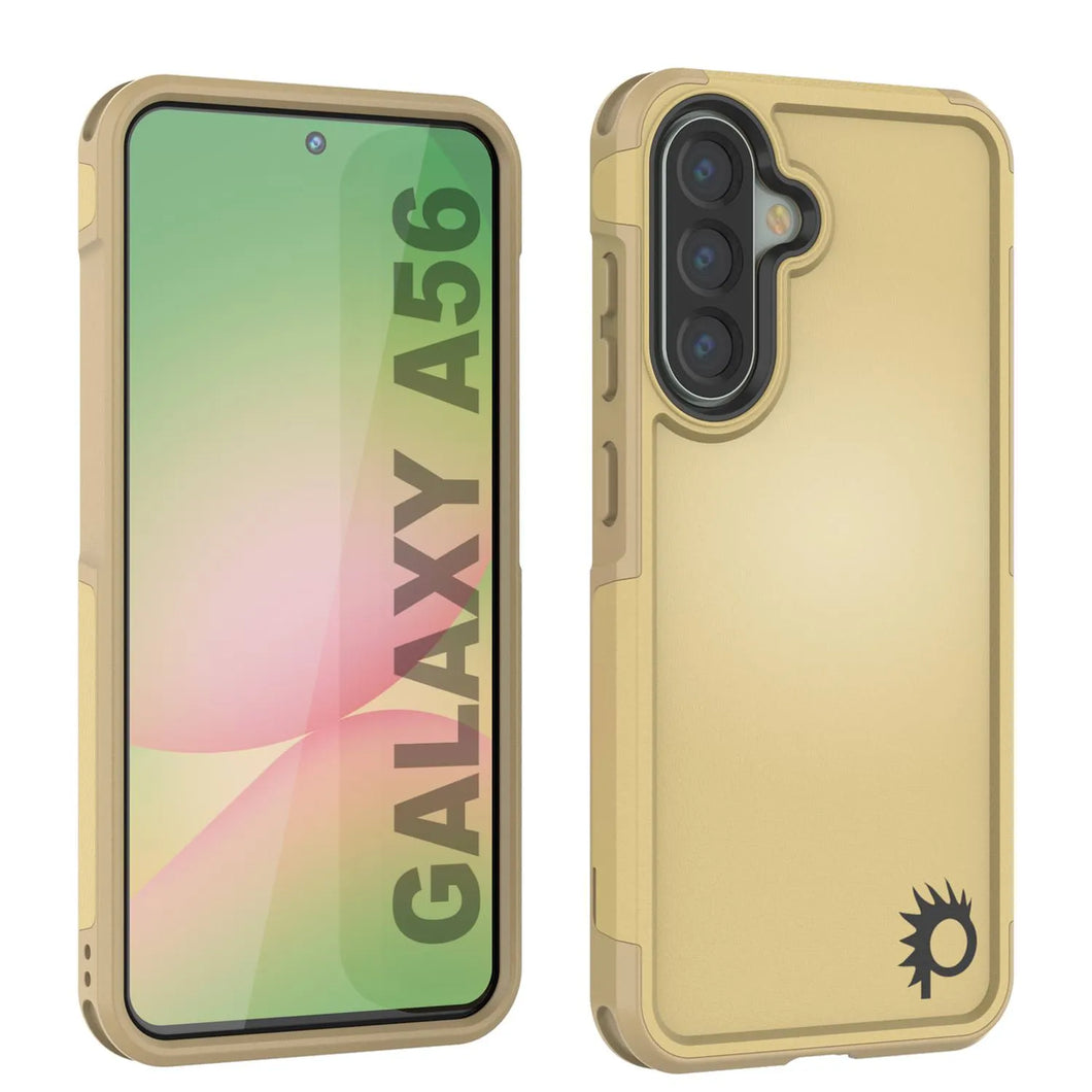 PunkCase Galaxy A56 Case, [Spartan 2.0 Series] Clear Rugged Heavy Duty Cover [Yellow]
