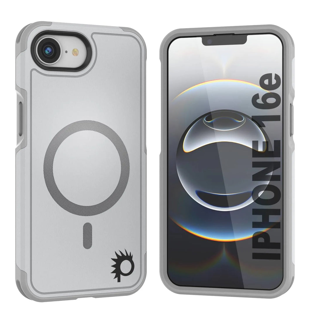 PunkCase iPhone 16e Case, [Spartan 2.0 Series] Clear Rugged Heavy Duty Cover W/Built in Screen Protector [white]