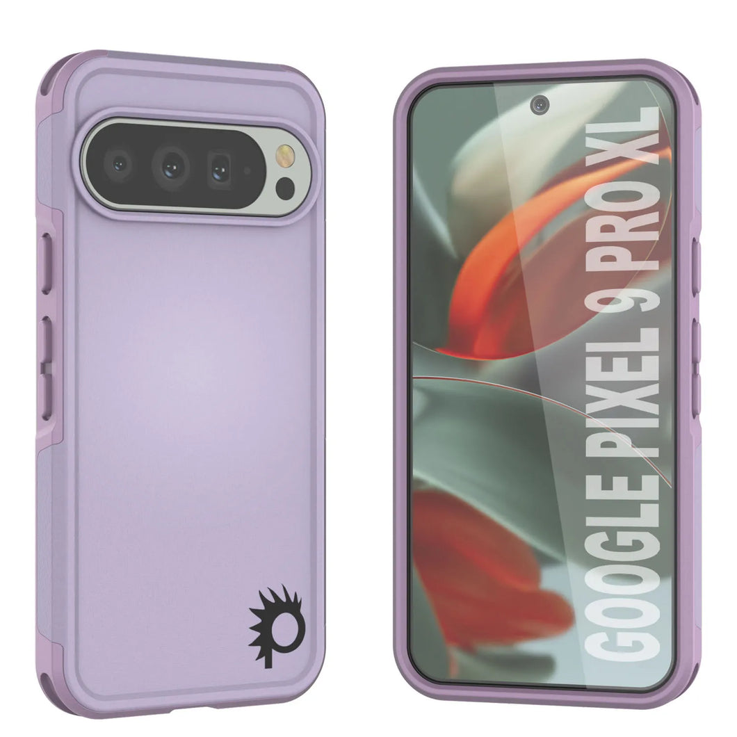 PunkCase Google Pixel 9 Pro XL Case, [Spartan 2.0 Series] Clear Rugged Heavy Duty Cover W/Built in Screen Protector [Lilac]