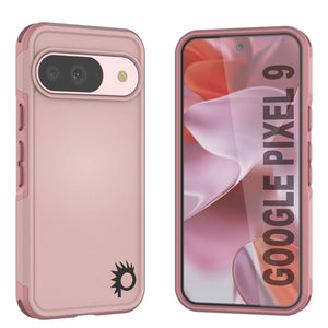 PunkCase Google Pixel 9 Case, [Spartan 2.0 Series] Clear Rugged Heavy Duty Cover W/Built in Screen Protector [Pink]