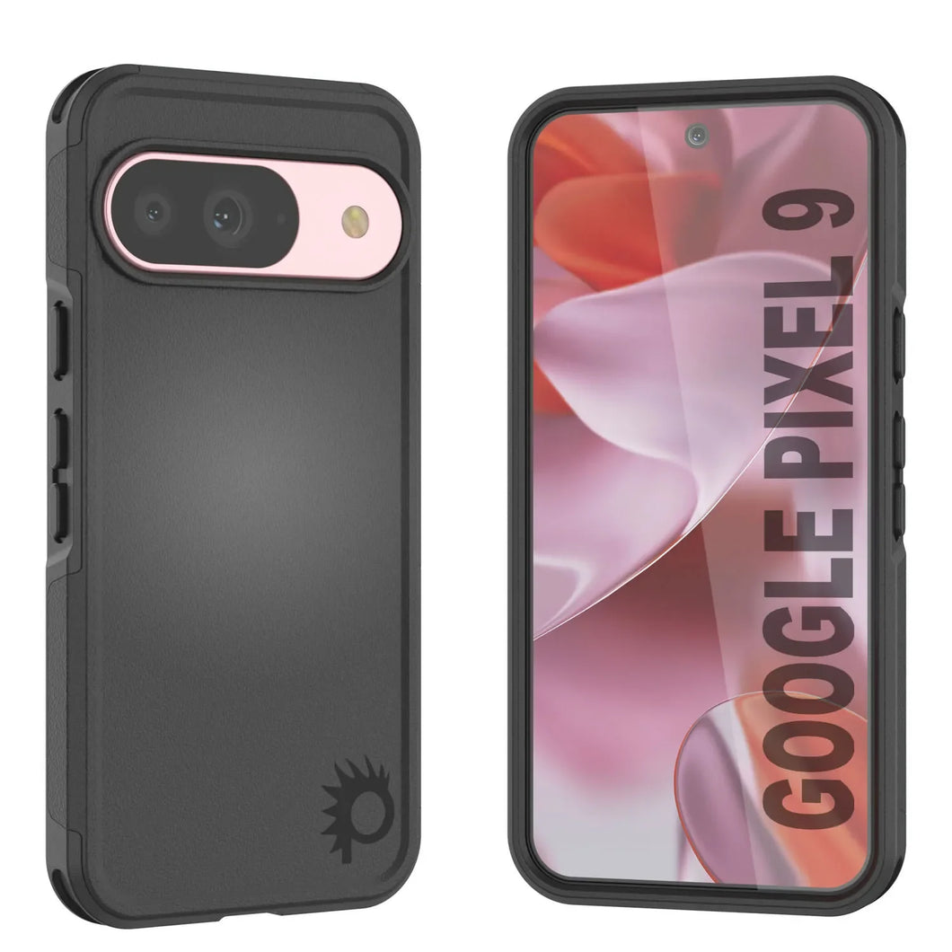 PunkCase Google Pixel 9 Case, [Spartan 2.0 Series] Clear Rugged Heavy Duty Cover W/Built in Screen Protector [Black]