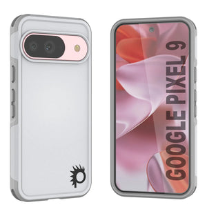 PunkCase Google Pixel 9 Case, [Spartan 2.0 Series] Clear Rugged Heavy Duty Cover W/Built in Screen Protector [White]