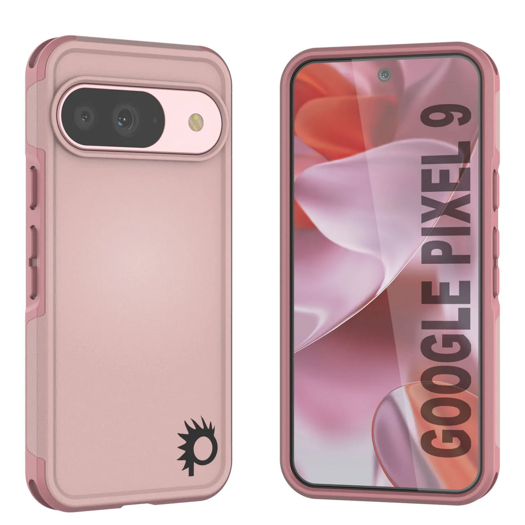 PunkCase Google Pixel 9 Case, [Spartan 2.0 Series] Clear Rugged Heavy Duty Cover W/Built in Screen Protector [Pink]