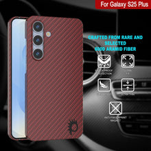 Load image into Gallery viewer, Punkcase Galaxy S25 Plus Carbon Fiber Case [AramidShield Series] Ultra Slim &amp; Light Kevlar [Red]
