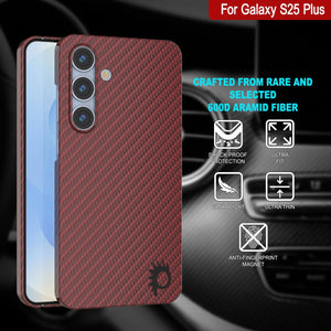 Punkcase Galaxy S25 Plus Carbon Fiber Case [AramidShield Series] Ultra Slim & Light Kevlar [Red]
