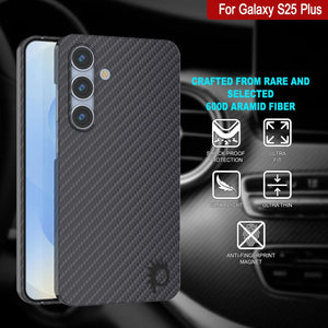 Punkcase Galaxy S25 Plus Carbon Fiber Case [AramidShield Series] Ultra Slim & Light Kevlar [Black]