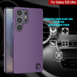 Punkcase Galaxy S25 Ultra Carbon Fiber Case [AramidShield Series] Ultra Slim & Light Kevlar [Purple]