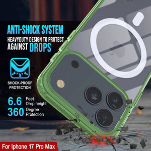 Punkcase iPhone 17 Pro Max Magnetic Wireless Charging Case [ClearMag Series][Green]