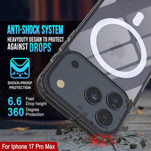 Punkcase iPhone 17 Pro Max Magnetic Wireless Charging Case [ClearMag Series][Black]