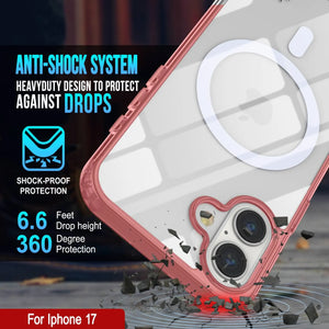 Punkcase iPhone 17 Magnetic Wireless Charging Case [ClearMag Series][Red]