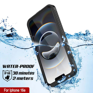 iPhone 16e  Waterproof Case, Punkcase [Extreme Mag Series] Armor Cover W/ Built In Screen Protector [Black]