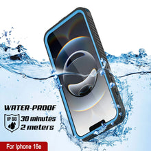 Load image into Gallery viewer, iPhone 16e Waterproof Case, Punkcase [Extreme Series] Armor Cover W/ Built In Screen Protector [Light Blue]
