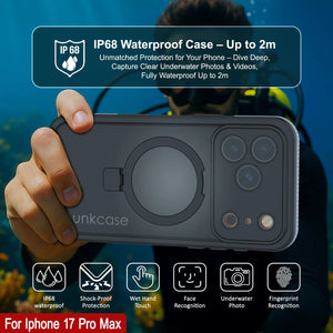 iPhone 17 Pro Max Waterproof Case [Kickstud 2.0 Series] Protective IP68 Cover W/Screen Protector & Kickstand [White]