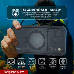iPhone 17 pro Waterproof Case [Kickstud 2.0 Series] Protective IP68 Cover W/Screen Protector & Kickstand [Blue]