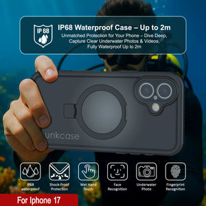 iPhone 17 Waterproof Case [Kickstud 2.0 Series] Protective IP68 Cover W/Screen Protector & Kickstand [Black]