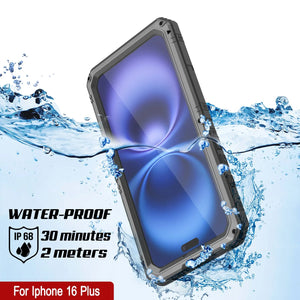 iPhone 16 Plus Metal Extreme 3.0 Series Aluminum Waterproof Case IP68 W/Buillt in Screen Protector & Kickstand [Silver]