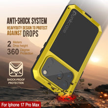 Load image into Gallery viewer, iPhone 17 Pro Max Metal Case, Heavy Duty Military Grade Armor Cover [shock proof] Full Body Hard [Yellow]
