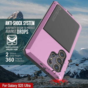 Galaxy S25 Ultra Metal Case, Heavy Duty Military Grade Armor Cover [shock proof] Full Body Hard [Pink]