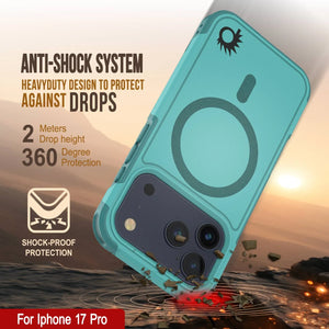 PunkCase iPhone 17 Pro Case, [Spartan 2.0 Series] Clear Rugged Heavy Duty Cover W/Built in Screen Protector [Blue]