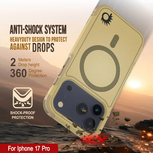 PunkCase iPhone 17 Pro Case, [Spartan 2.0 Series] Clear Rugged Heavy Duty Cover W/Built in Screen Protector [yellow]