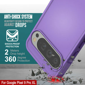 PunkCase Google Pixel 9 Pro XL Case, [Spartan 2.0 Series] Clear Rugged Heavy Duty Cover W/Built in Screen Protector [Purple]