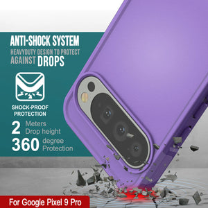 PunkCase Google Pixel 9 Pro Case, [Spartan 2.0 Series] Clear Rugged Heavy Duty Cover W/Built in Screen Protector [Purple]