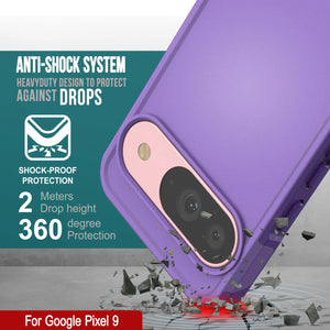 PunkCase Google Pixel 9 Case, [Spartan 2.0 Series] Clear Rugged Heavy Duty Cover W/Built in Screen Protector [Purple]