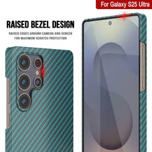 Load image into Gallery viewer, Punkcase Galaxy S25 Ultra Carbon Fiber Case [AramidShield Series] Ultra Slim &amp; Light Kevlar [Teal]
