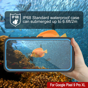 Google Pixel 9 Pro XL Waterproof Case, Punkcase [Extreme Series] Armor Cover W/ Built In Screen Protector [Light Blue]