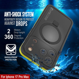 iPhone 17 Pro Max Waterproof Case [Kickstud 2.0 Series] Protective IP68 Cover W/Screen Protector & Kickstand [Yellow]