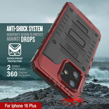 Load image into Gallery viewer, iPhone 16 Plus Metal Extreme 3.0 Series Aluminum Waterproof Case IP68 W/Buillt in Screen Protector &amp; Kickstand [Red]

