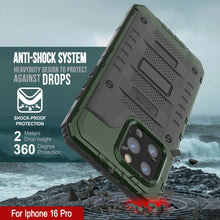 Load image into Gallery viewer, iPhone 16 Pro Metal Extreme 3.0 Series Aluminum Waterproof Case IP68 W/Buillt in Screen Protector &amp; Kickstand [Dark Green]
