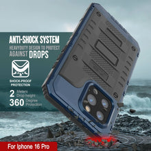 Load image into Gallery viewer, iPhone 16 Pro Metal Extreme 3.0 Series Aluminum Waterproof Case IP68 W/Buillt in Screen Protector &amp; Kickstand [Blue]
