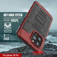 Load image into Gallery viewer, iPhone 16 Pro Metal Extreme 3.0 Series Aluminum Waterproof Case IP68 W/Buillt in Screen Protector &amp; Kickstand [Red]
