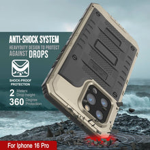 Load image into Gallery viewer, iPhone 16 Pro Metal Extreme 3.0 Series Aluminum Waterproof Case IP68 W/Buillt in Screen Protector &amp; Kickstand [Gold]
