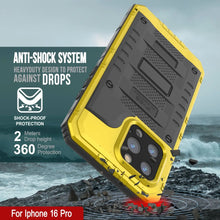 Load image into Gallery viewer, iPhone 16 Pro Metal Extreme 3.0 Series Aluminum Waterproof Case IP68 W/Buillt in Screen Protector &amp; Kickstand [Yellow]
